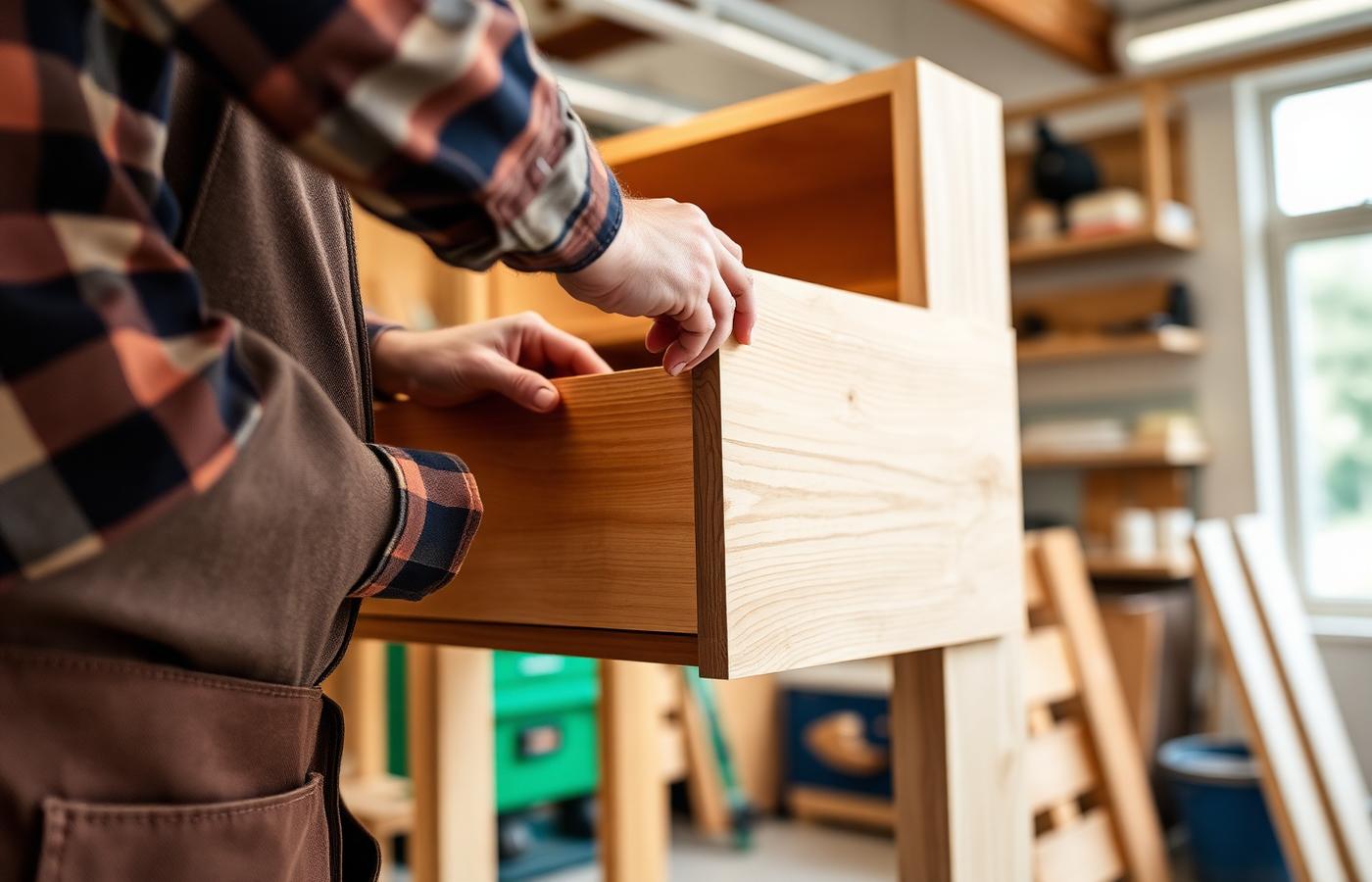 Craftsman installing a drawer slide